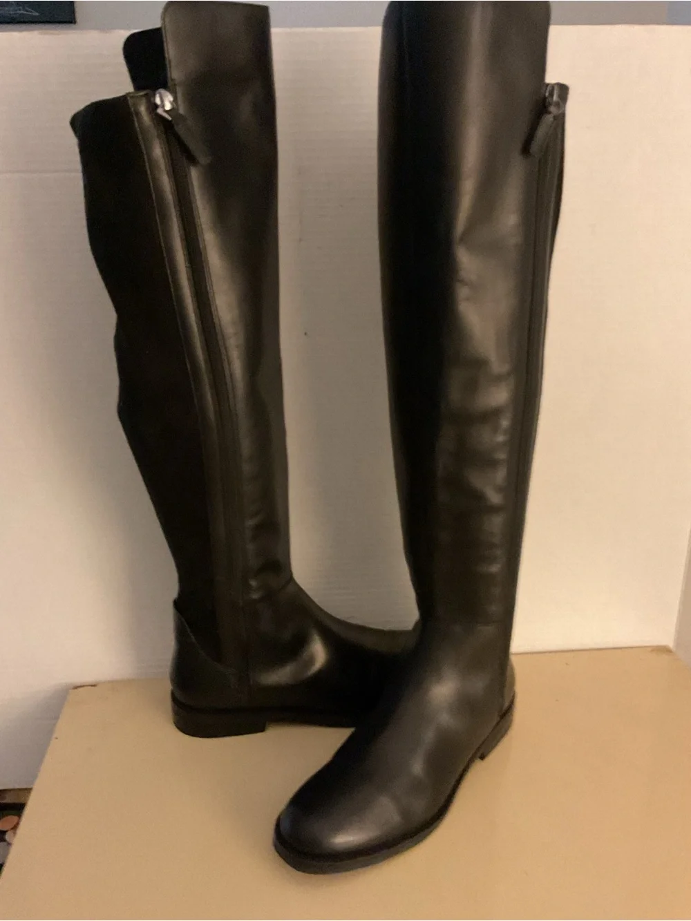 Cole Haan women black leather suede tall Over-the-Knee boots US 8.5
